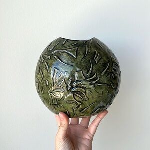 Handmade Textured Studio Pottery Vase Decor Vintage